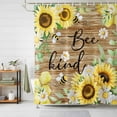 thumbnail image 2 of Shower Curtain Sunflower Bee Kind Bathroom Curtains with Hooks, Waterproof Fabric Watercolor Floral Green Leaves Brown Wood Bath Shower Curtains Set for Bathroom Bathtubs Decor 36x72 Inch, 2 of 9