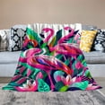 thumbnail image 2 of Wuche Flamingo Tropical Forest Cute Blanket, Soft Blankets Flannel Bed Throw Cozy Lightweight Plush Gifts for Boys Girls Women Men Sofa Couch Bedroom Living Rooms Warm All Season, Home Decor, 2 of 6