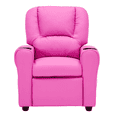thumbnail image 4 of Snugway Kids Recliner Chair, Faux Leather Toddler Armchair with 2 Cup Holders & Side Pocket, Hot Pink, 90lbs Capacity for 1+ Years Old, 4 of 9