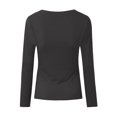 thumbnail image 5 of larppty Womens Long Sleeve Scoop Neck Ribbed Knit Fitted Casual Tops Tee Slim Basic Shirts Dark Gray, L, 5 of 5