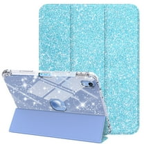 Decase Compatible with iPad A16 11th Generation 11 Inch 2025 Sparkle Cute Case,Glitter Cover with Sparkly Clear Back,Pencil Holder, Fits for iPad Case 10th Generation 10.9 Inch for Kids Girls,Blue