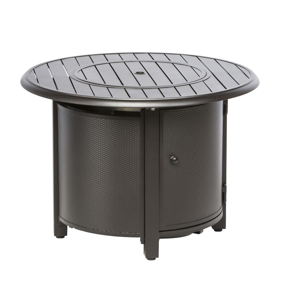 Alfresco Home Bay Ridge 36" Round Gas Fire Pit/Chat Table with Glacier Ice Firebeads