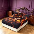 thumbnail image 4 of Manfei Retro Dragon Animals Fitted Sheet Queen,Vintage Wildlife Bedding,Red Black,3-Piece,1 Fitted Sheet and 2 Pillowcases, 4 of 6