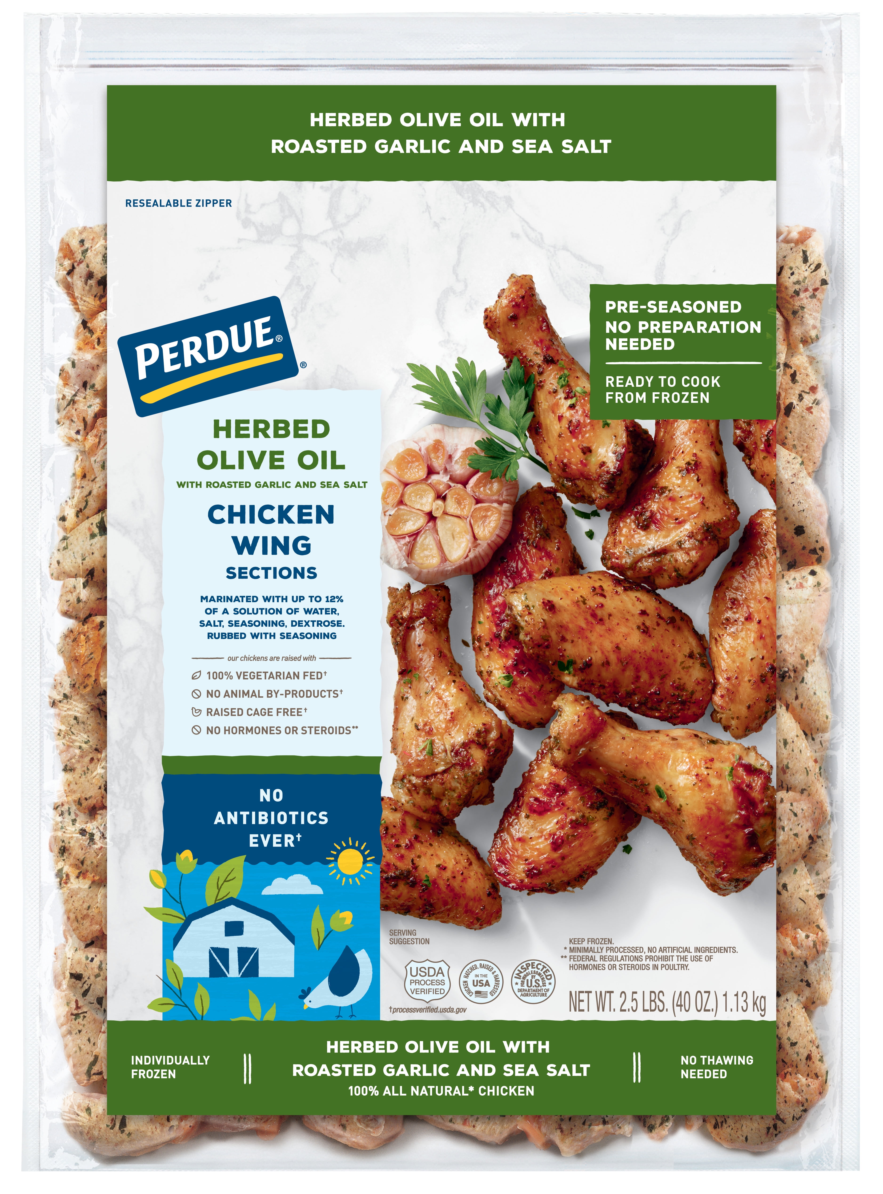 PERDUE Flavor Wings Individually Frozen Chicken Wings Herbed Olive Oil