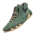 thumbnail image 2 of Men Lace-Up Casual Boots, Men's Casual Ltalian Handmade High Top High Boots Leather Outdoor Walking Sneakers Slip-On Lightweight Non-Slip Waterproof Driving Chukka Boots, Green 7, 2 of 4