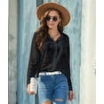 thumbnail image 4 of Womens Loose Fit Casual Chiffon Blouse Top Flowy Summer Shirt Elegant Office Wear Black XXL, 4 of 9