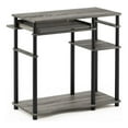 thumbnail image 2 of Furinno ABBOTT Wood Computer Desk with Bookshelf in French Oak Gray/Black, 2 of 5