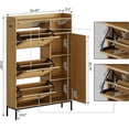 thumbnail image 3 of Natural Freestanding Multifunctional Storage Shoe Cabinet: Features 3 Flip Drawers and Adjustable Side Cabinets. Rattan Wooden Shoe Rack and Umbrella Storage for Hallway, Living Room, and Entryway, 3 of 5