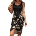 thumbnail image 2 of Taylonsss Robe d'Été Sans Manches à Col Rond Imprimée pour Femmes Tenue de Vacances à la Plage, 2 of 9