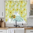 thumbnail image 6 of Farmhouse Daisy Swag Curtains for Kitchen/Bedroom/Living Room, Spring Watercolor Yellow White Floral Green Scalloped Curtains 63 Inch Long, Window Swag Topper Curtains Valances 2 Panels Set 36"x63", 6 of 8