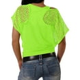 FhgihG Womens Tops V Neck 80s T Shirts Neon Fishnet Mesh Top Off ...