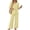 Beige, variant on 3/4 Sleeve Henley Lounge Set for Women, Button Down Wide Leg Pants 2 Piece Outfit - Casual Solid Color Co-ord with Relaxed Fit Navy L