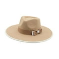 thumbnail image 4 of Sombrero de jazz para mujer, Fedora para adultos y niñas,Fiesta temática Festival Carnavales Versátil,Sombrero Fedora de ala grande de Caqui, 4 of 8