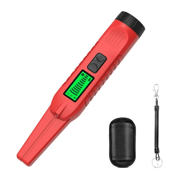 Detector de metales portátil, ligero y profesional, con pantalla LCD. Rojo