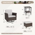 thumbnail image 4 of EAGLE PEAK Ocean Vista Patio Outdoor 5 piece Variated Brown Wicker Conversation Swivel Chairs Set, Beige Cushions, 4 of 11