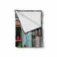 thumbnail image 2 of Geraniums Soft Flannel Fleece Throw Blanket, Blooming Flowers on Rural House Window with Blue Colored Rustic Shutters, Cozy Plush for Indoor and Outdoor Use, 50" x 60", Multicolor, by Ambesonne, 2 of 6