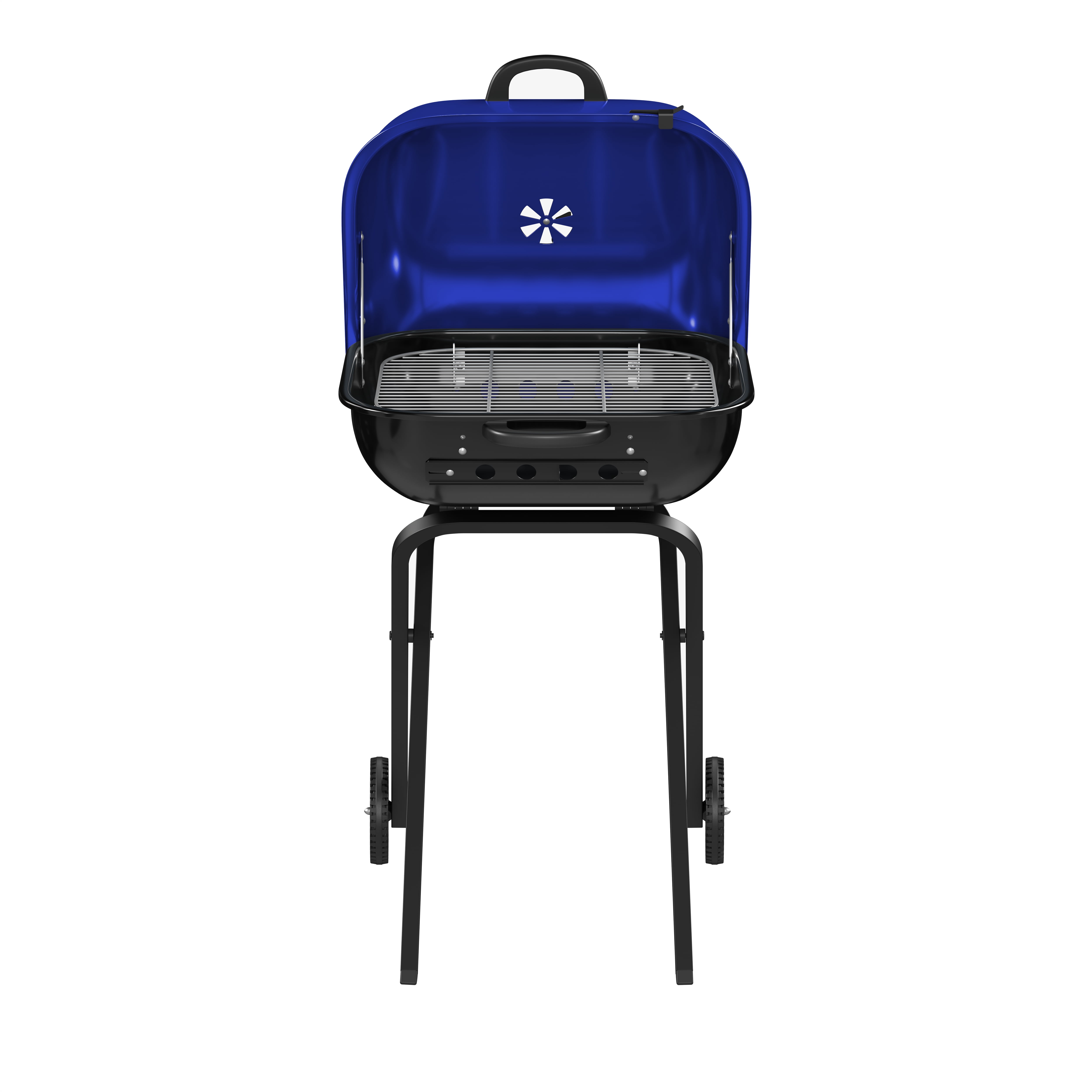Americana Walk-A-Bout Charcoal Grill, Original Square 100% Pre-Assembled Portable Steel, Dark Blue