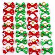 10Pcs Christmas Small Dogs Hair Bows Xmas Puppy Hair Bow Ties with Christmas Decoration, Christmas Bows for Dogs