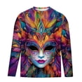 thumbnail image 5 of TIMIFIS Mardi Gras Chemises à Manches Longues pour Hommes Mode Carnaval Imprimé Col Rond Sim T-Shirt Tops de Fête, 5 of 5