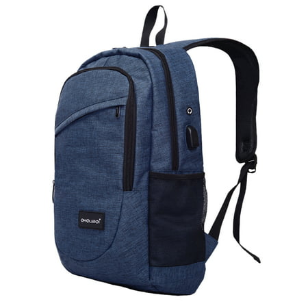 Multifunctional Casual Breathable Water Resistant Laptop Backpack Should Bag with USB Charging Port Headphone Interface for College Student Work