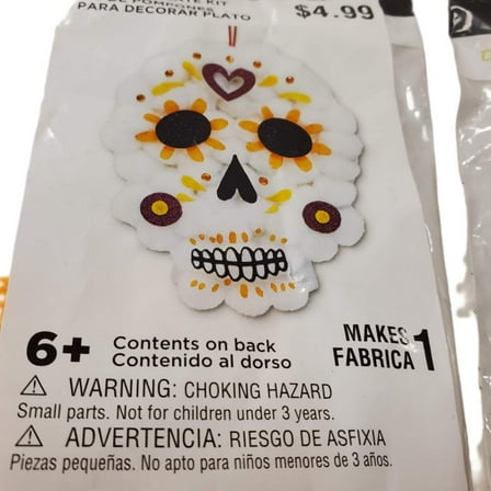 CREATOLOGY, POM-POM PLATE KIT 6  DIA DE LOS MUERTOS, HALLOWEEN