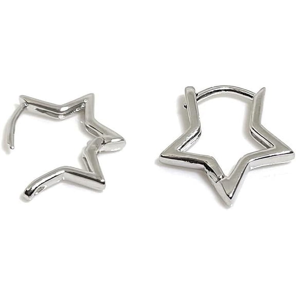 Hypoallergenic Small Star Huggie Earrings – 18K Gold/Platinum Plated, Cute Dainty Hoops for Women & Teens