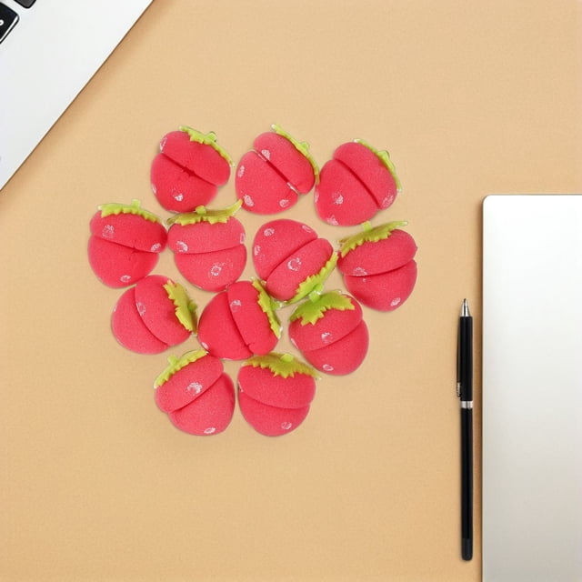 FUTUREORYY 18 Pcs Bigoudis en Mousse Forme Fraise Rouleaux Doux pour Coiffure Sans Chaleur pendant la Nuit