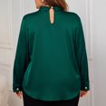 thumbnail image 4 of Kaemgyyd Plus Size Tops for Women Silk Satin Solid Crew Neck Work Shirt Elegant Long Sleeve Business Blouse Tops, 4 of 4