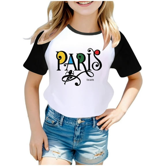TSADFHJI Girls Tops Size 6X-7 Winter Girls Shirts Size 14 16 Winter Boys and Girls 2024 Games Printed Raglan Short Sleeved T Shirt 3482 9-10 Years