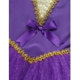 thumbnail image 7 of Sxiwei Kids Girls Show Costume Leotard Tutu Drerss with Cape Arm Sleeve Halloween Cosplay Party Dress Purple 10, 7 of 7
