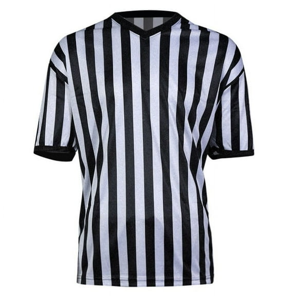 Landzoo Adult Referee Shirt V Neck T Shirt Striped Breathable Sweat Wicking Short Sleeved Top Loose Handsome Men's T Shirts