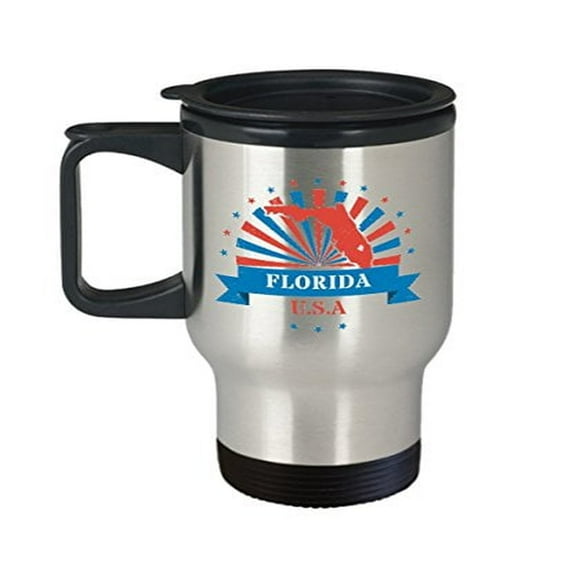 Florida Souvenirs Mug - U.S.A Theme Gift - 14 oz Stainless Steel Travel Coffee Cup