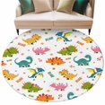 thumbnail image 2 of Cute Dinosaur Round Area Rug 5ft, Cartoon Dino Funny Boys Girls Children Washable Non-Slip Circle Rugs for Bedroom Living Room Kitchen, Soft Low Pile Carpet for Dining Room Playroom Nursery, 2 of 9