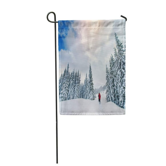 NUDECOR Ski Mountain Sport Turist Small Adult Alps Athlete Boarding Garden Flag Decorative Flag House Banner 28x40 inch