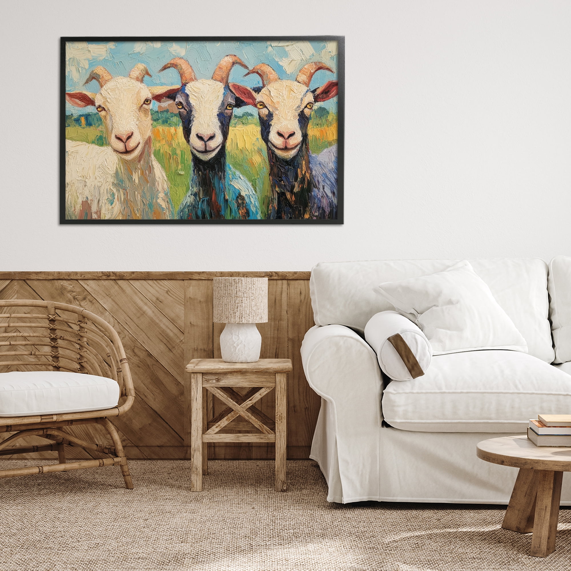 Stupell Industries Billy Goats in Bright Pasture Black Framed Giclee Art, design by Petal Prints Design