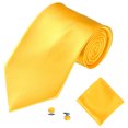 thumbnail image 2 of Eosunjian Men's Fashion Solid Color Suits Ties Necktie Cufflinks Hanky Set Tuxedo Suit Golden, 2 of 10