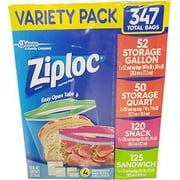 Ziploc Gallon, Quart, Sandwich, and Snack Storage Bags - Variety pack - 347 Total Ziploc Gallon, Quart, Sandwich, and Snack Storage Bags - Variety pack - 347 Total 1 count 0.5 kilograms