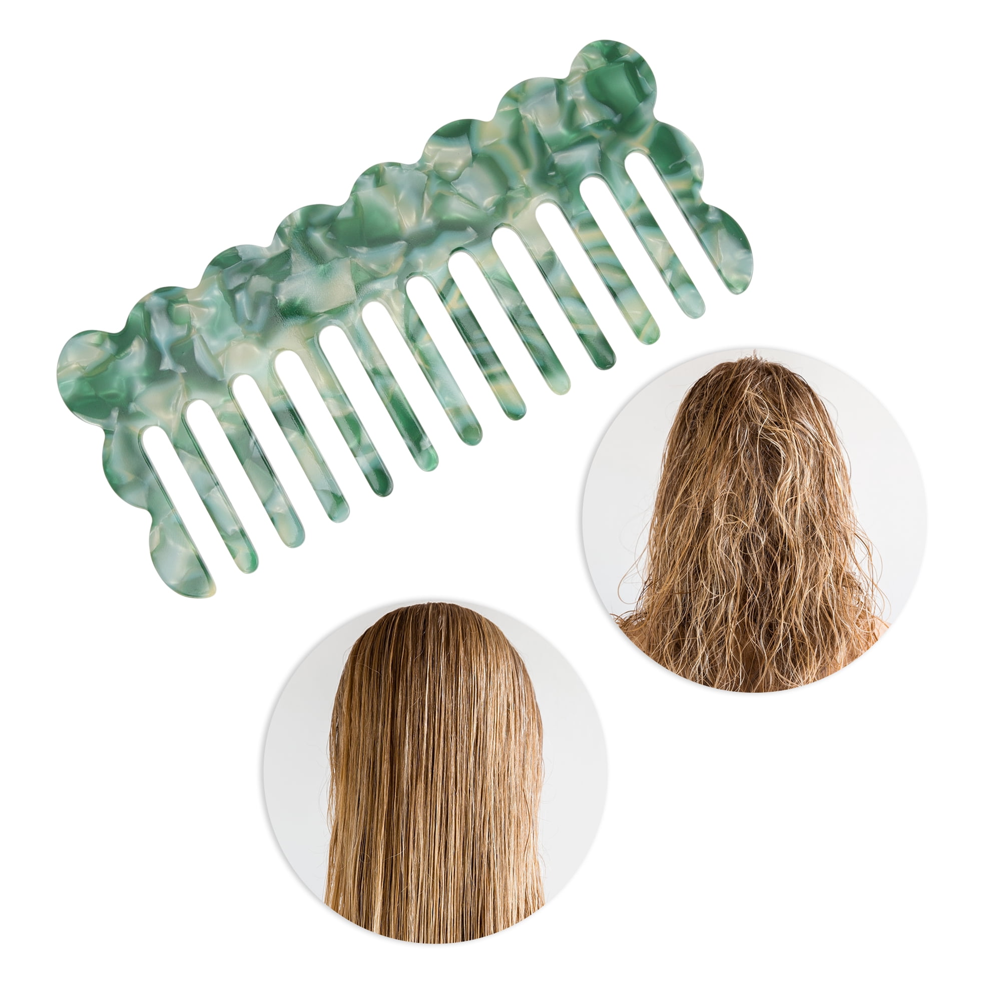 Unique Bargains 1 Pc Stylish  Portable Marble Pattern Hair Comb for All Hair Types Green