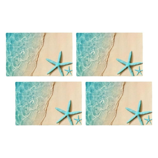 4x manteles individuales para mesa, manteles individuales de playa, antideslizantes, fáciles de limpiar, tapetes de comedor modernos para cocina, C