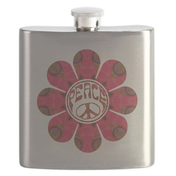 CafePress - Peace Flower Affection Flask - Stainless Steel Flask, 6oz Drinking Flask