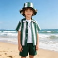 thumbnail image 2 of Letdown Toddler Boys 2 Piece Beach Outfit Short Sleeve Button Down Shirt and Short Sets Summer Hawaiian Vacation Wear with Hats Clothes, 2 of 9