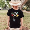 thumbnail image 4 of Olive Loves Apple 8th Birthday Rocket Astronaut Themed T-Shirts with Moon Balloon and Planets for Boys and Girls Black Shirt 5-6, 4 of 4
