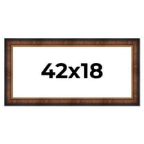 42x18 Frame Brown Walnut Gold Ornate Trim Solid Wood Plein Air Picture Frame | 3 Inch Moulding