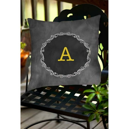 Idg Chalkboard Scroll Monogram Yellow Decorative Pillows Walmart Com