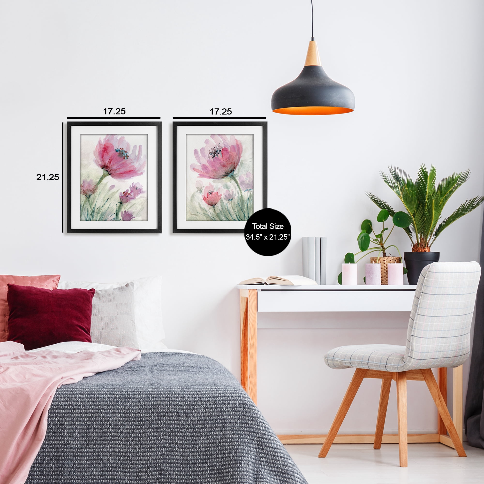 Stupell Industries Speckled Flower Stamens 2 Piece Black Framed Print Under Glass Set, design by Patti Bishop