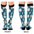 thumbnail image 4 of FORMRS Womens Knee High Socks Casual Long Thick Travel Daily Wear, 1 Pair, Blue White Geometric Patterns, 4 of 6