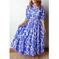thumbnail image 3 of Women's Sky Blue Abstract Print Puff Sleeve Maxi Dress – Casual A-Line Style for Summer, XL, 3 of 7
