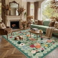 thumbnail image 4 of BERTHMEER 6'x9' Washable Area Rugs for Living Room Bedroom Vintage Green Kitchen Rugs Non Slip Floral Carpets Office Farmhouse Dining Room Oriental Traditional Flower Multicolor Rugs, 4 of 8