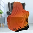 thumbnail image 4 of Africa Soft Flannel Fleece Blanket, Panorama of Safari Animals Gulls Reflections in Background at Sunset Scenery, Cozy Plush for Indoor and Outdoor Use, 60" x 80", Burnt Orange Black, by Ambesonne, 4 of 5