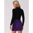 thumbnail image 3 of DARING DIVA Sequin Skirt for Women's High Waist Stretchy Velvet Bodycon L Purple, 3 of 6